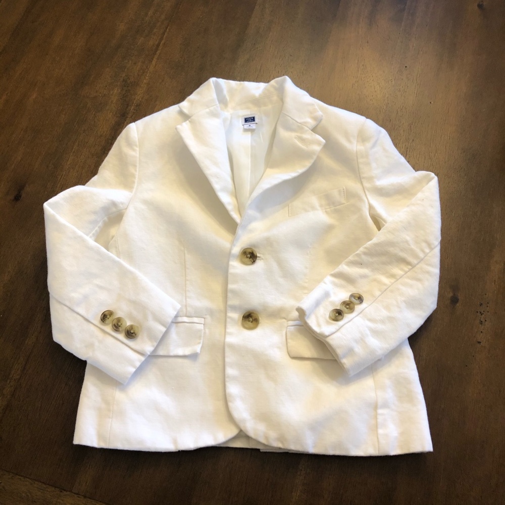 Janie and Jack Boys White Linen Blazer Size 3